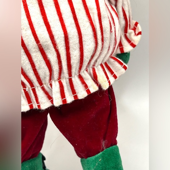 Santa Claus Soft Fabric Christmas Ornament Red White Stripes Jacket 8.5 in - Picture 7 of 7